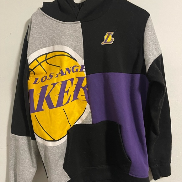 NBA Los Angeles Lakers Black Purple Gray Pullover Crewneck Hoodie - Picture 3 of 7